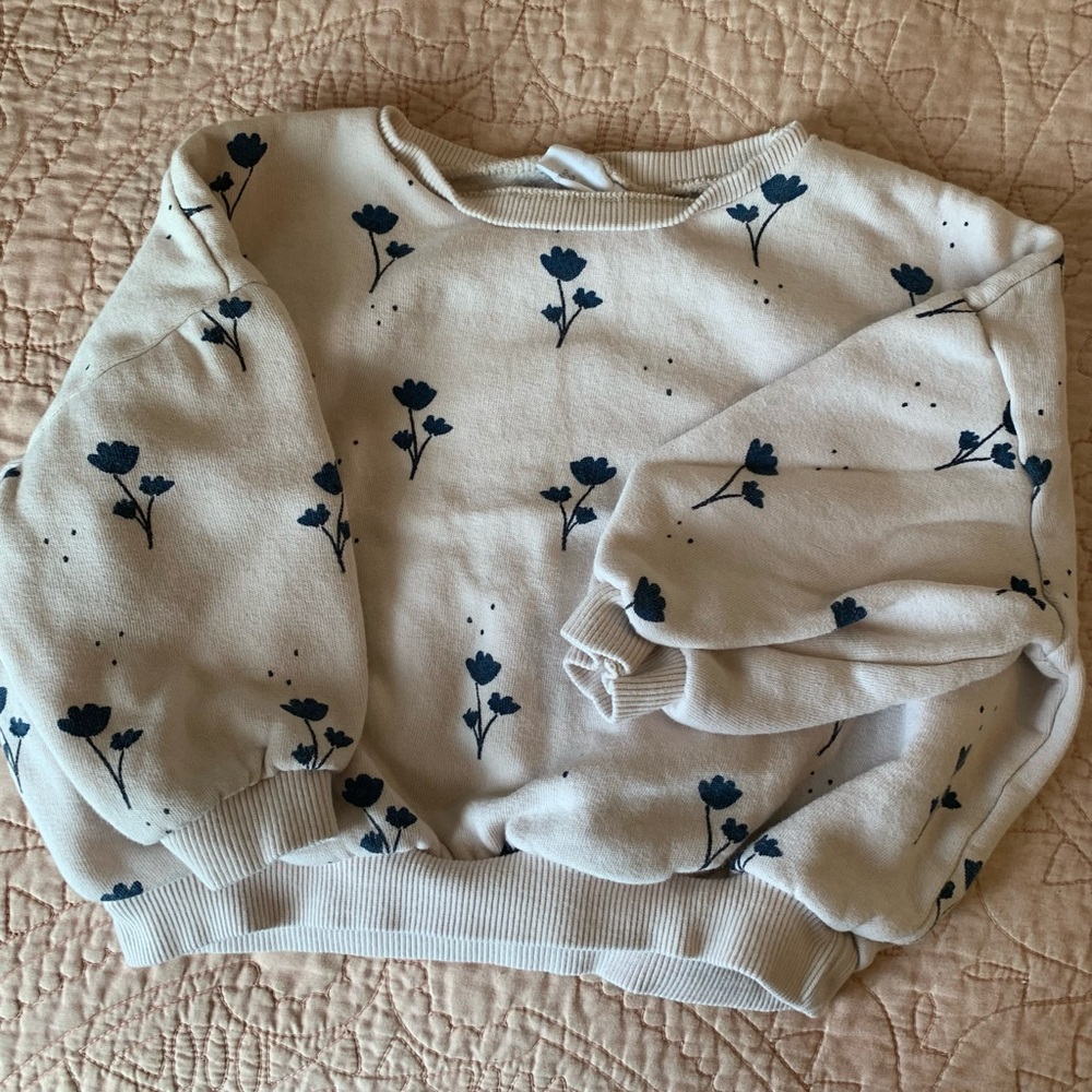 Zara Kids White Floral Oversized Sweatshirt